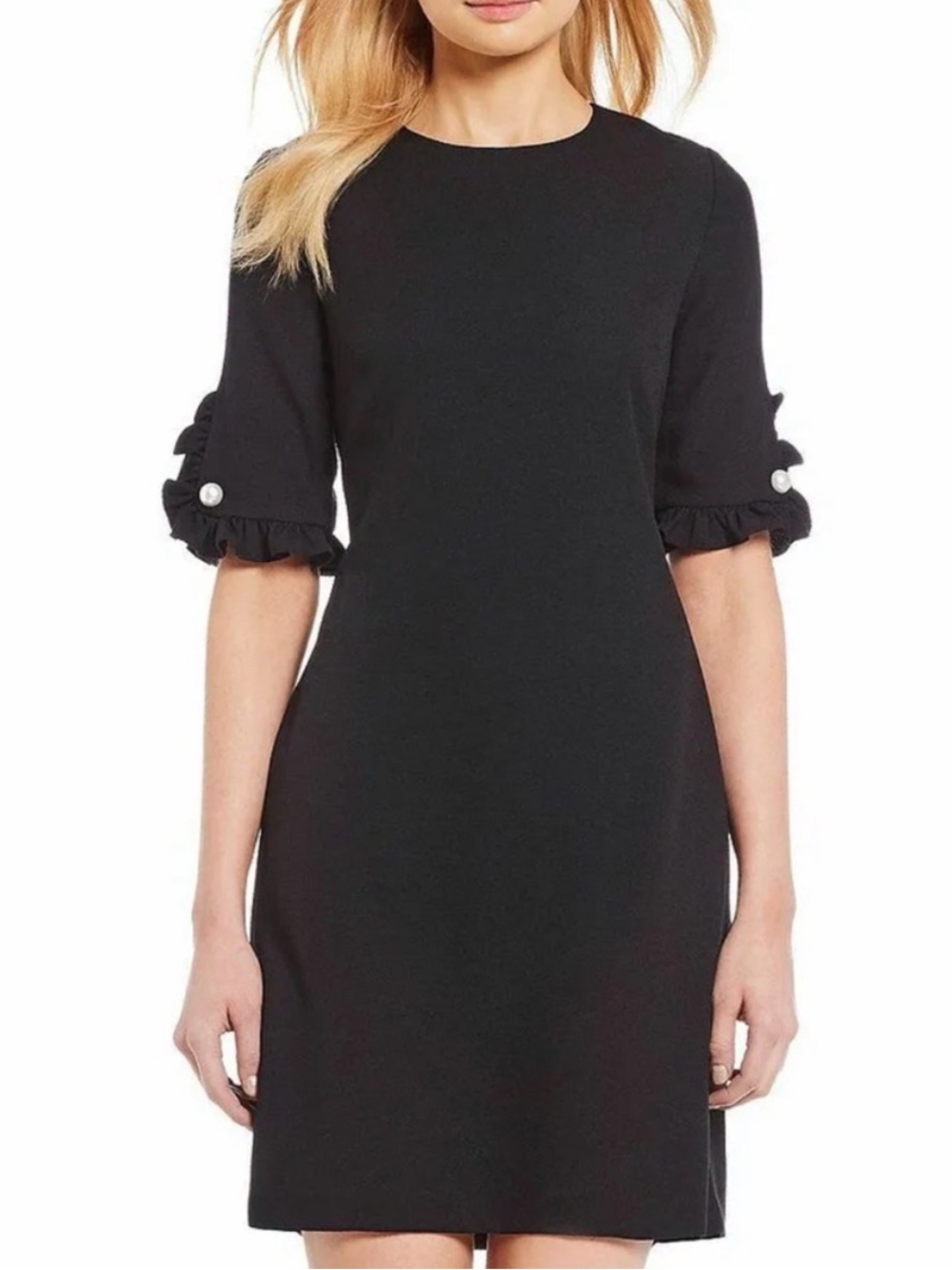 Karl Lagerfeld Paris Black Sheath Dress Pearl Sleeve Size 4